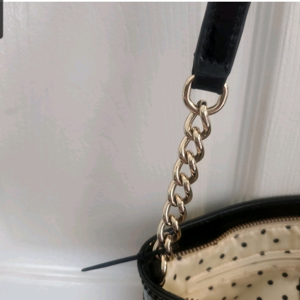 Kate Spade Patent Leather Montford Park Angelica Crossbody Bag Bow Black Cream - Picture 7 of 7